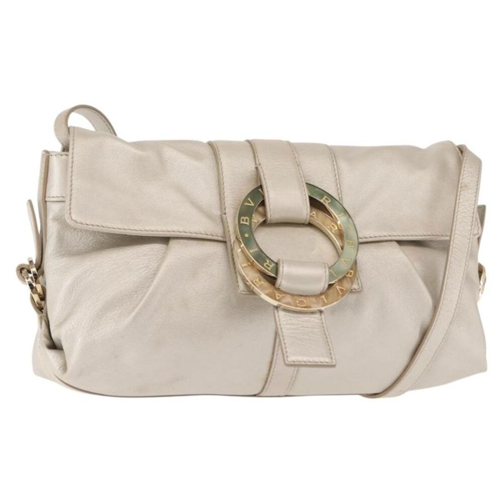 Bvlgari Chandra Flap Leather Silver Leather Bag
